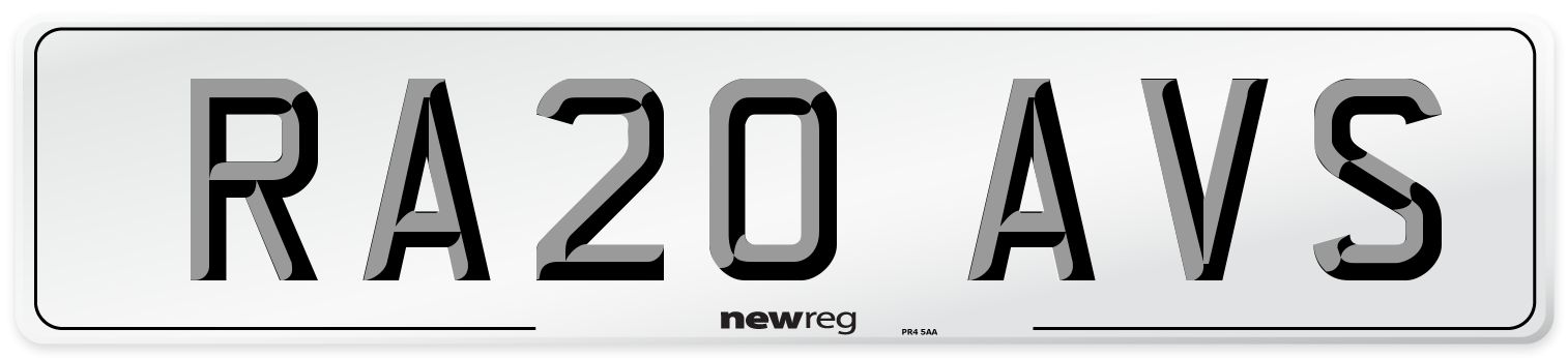 RA20 AVS Number Plate from New Reg